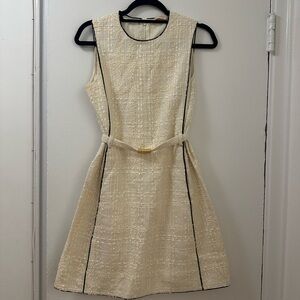 Tory Burch Cream Textured Mini Dress